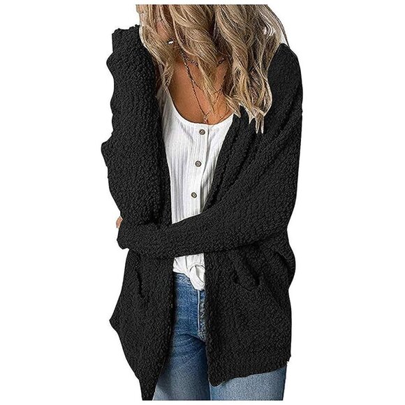 Women's Long Sleeve Soft Chunky Knit Sweater Open Front